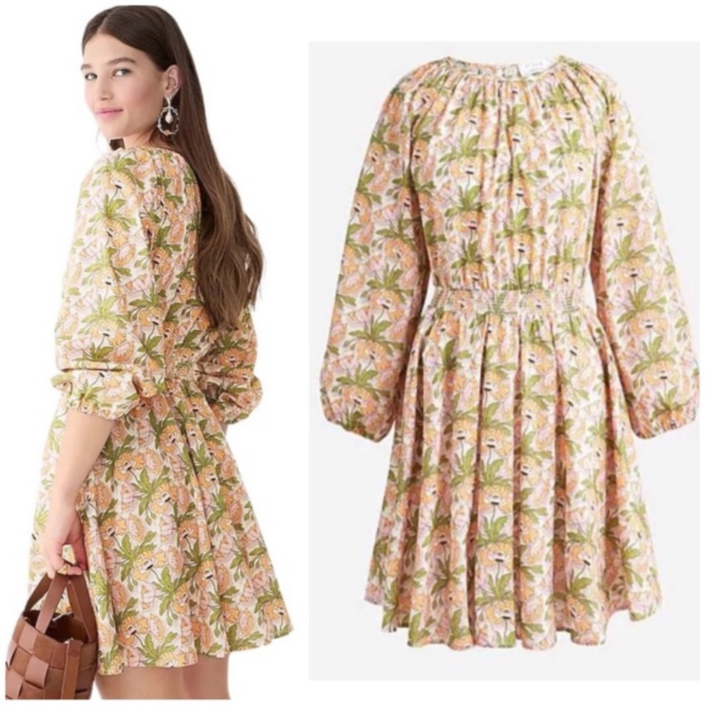 J.CREW Liberty Of London Butterfield Poppy Mink Dress size L